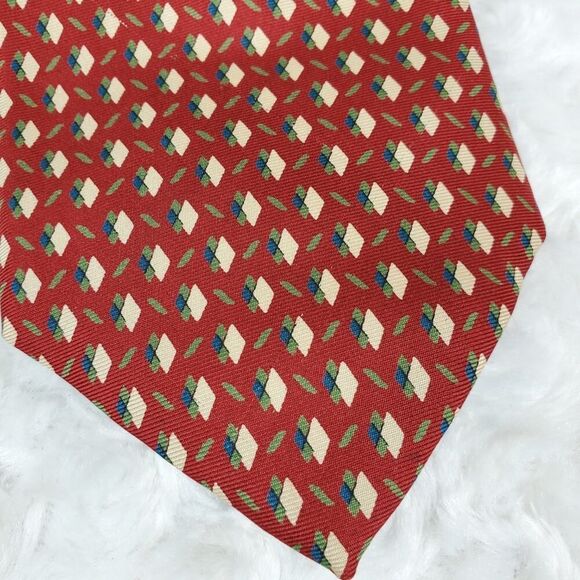 Christian Dior Silk Tie Burgundy Print - Picture 4 of 8